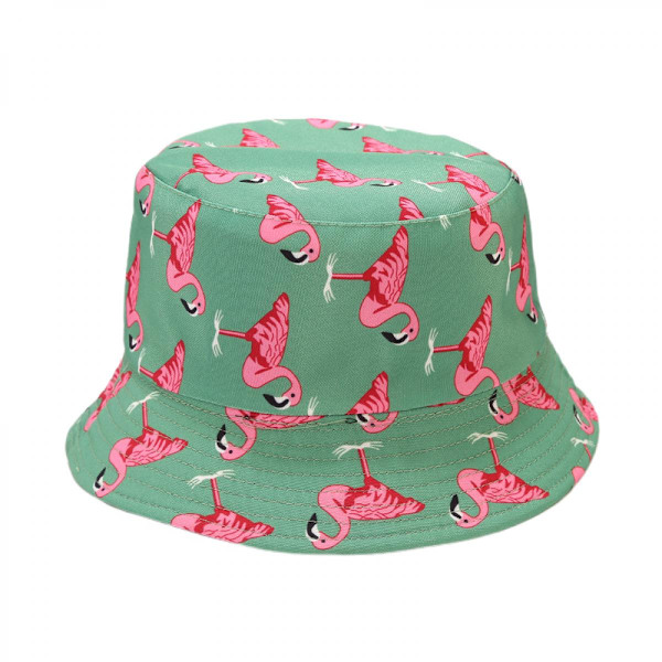 Flamingo Vändbara Hinkhattar, Sommarstrand Solhatt Fiskekeps för Kvinnor Utomhusresor (Flamingo,Grön)