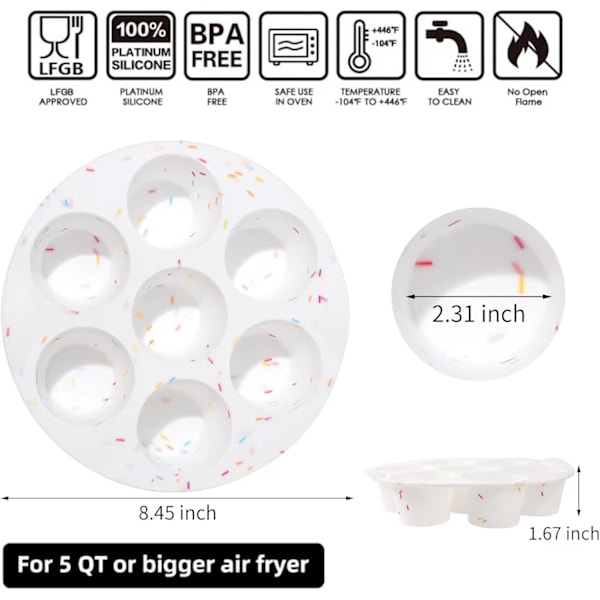 Silikon Airfryer Muffinform til Bagning, Non-Stick Airfryer Ægform Cupcakeform, Almindelig Muffinform Ægbidform til Airfryer 7 cups