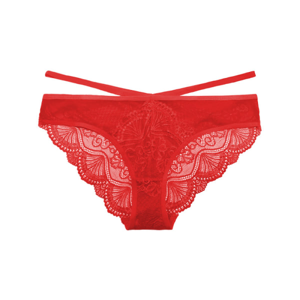 Underkläder Bomullstrosor 3-pack T Tillbaka Se Through G-Strings Sexig spets Andas Bikinitrosor Tonåringar Underkläder, Röd, M