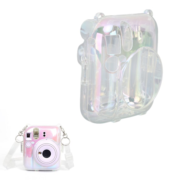 Genomskinligt fodral för Fujifilm Instax Mini 12 PC Transparent färgglad direktbildskamera skyddande bärväska med justerbar axelrem för utomhusbruk