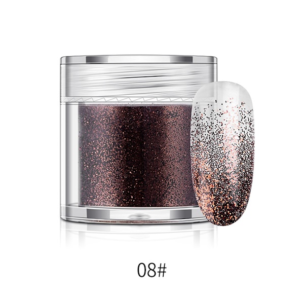 Nagelkonst glitterpulver i flaska Manikyrpigment 10g(Brun)