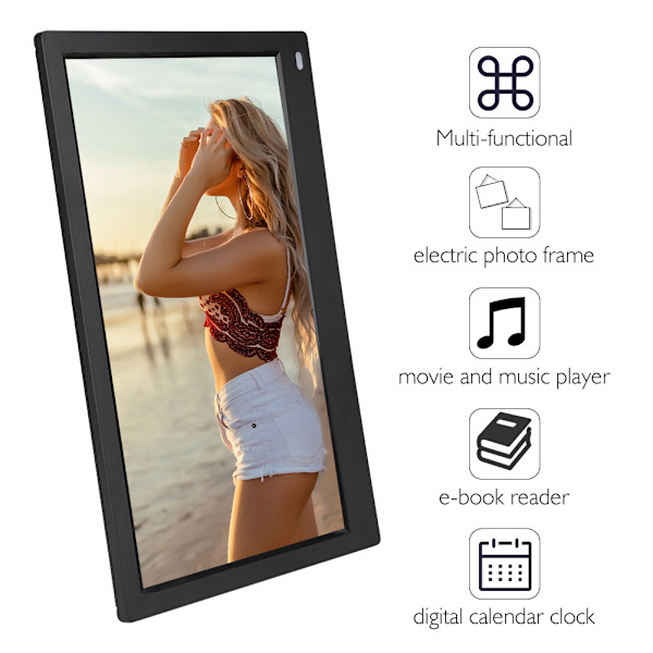 12,5\" skärm HDMI IPS Multifunktionell Digital Elektrisk Fotoram 1080P (Svart )