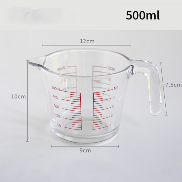 Köksglasmätkopp med våg, högtemperaturbeständig, hushållsbakning, äggvispning, mjölkkopp, 500 ml för vätskemätning