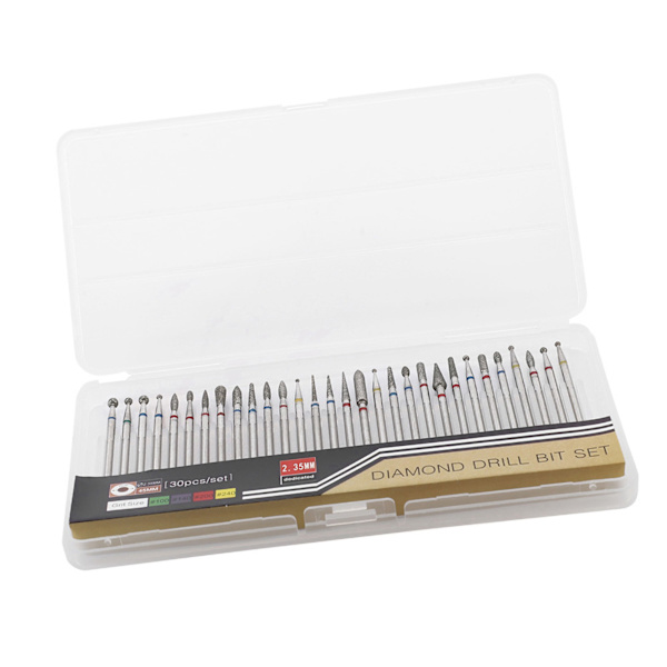 30 st/set Diamantslipning Huvud Nagelkonst Borr Poleringshuvud Kit Nagelborrmaskin Tillbehör A