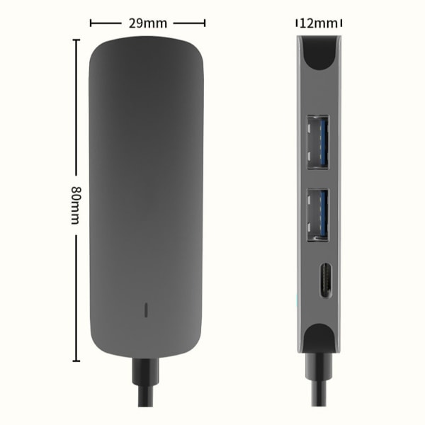 USB C Hub 4-1 Multiport Adapter Bärbar med 4K HDMI, USB 3.0-portar, 100W PD-laddare, Type C Dock kompatibel med MacBook Pro/Air