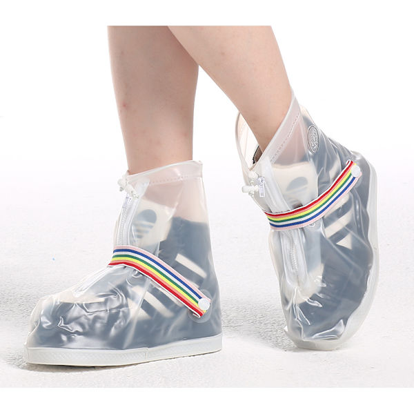 Overshoes Regnsko Støvletrekk Vanntett Gjenbrukbare Regnsko Beskyttende Utstyr for Menn og Kvinner-Transparent(L)