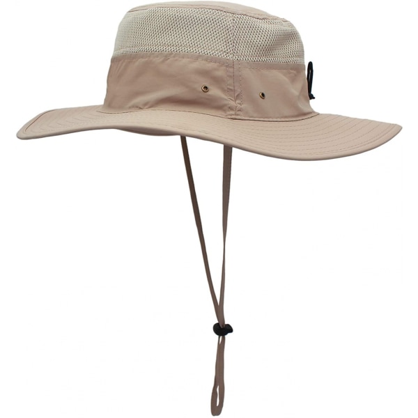 AVEKI Miesten Aurinkohattu UPF 50+ Laaja Reuna Bucket Hat Tuulenkestävä Kalastushattu, Maitokahvi