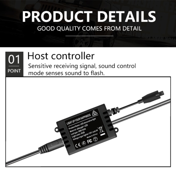 Fotlyd-aktivert LED-bil fargerik musikkrytmelys-RF-F8/U (en for fire stemmeaktivert RFUSB (ett sett)