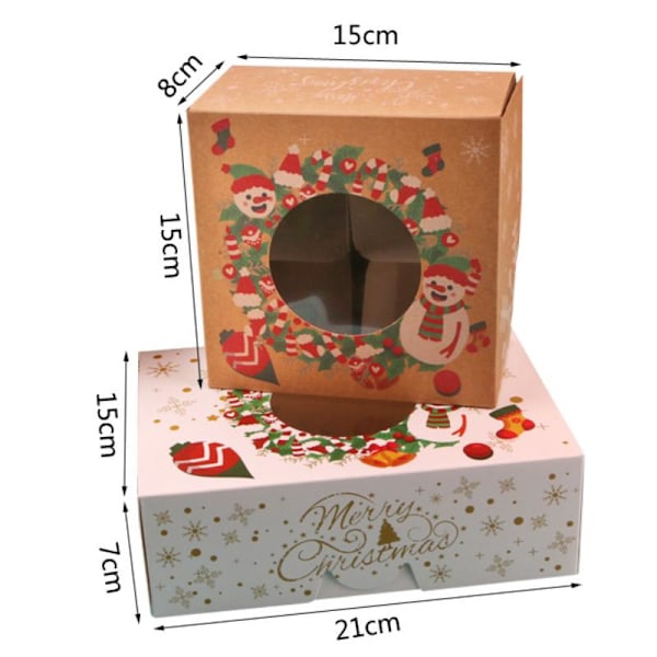 12-pack julbakade små bakverk, förpackade i kartonger, julkakslådor, muffinslådor (snögubbe - vit liten