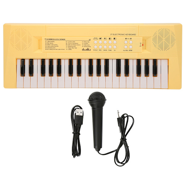 BF‑3738 Musikalsk Keyboard Elektrisk Klaver med 37 Tangenter til Begyndere Uddannelsesinstrument Gul