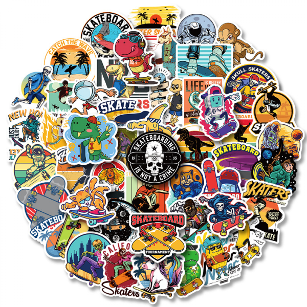 Cool Skateboard Stickers, Set of 50, Waterproof and UV Resistant, Great for All Your Gadgets