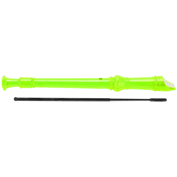8-hålsklarinett i ABS, transparent med rengöringsstav, bärbar diskantblåsinstrument, fluorescerande grön