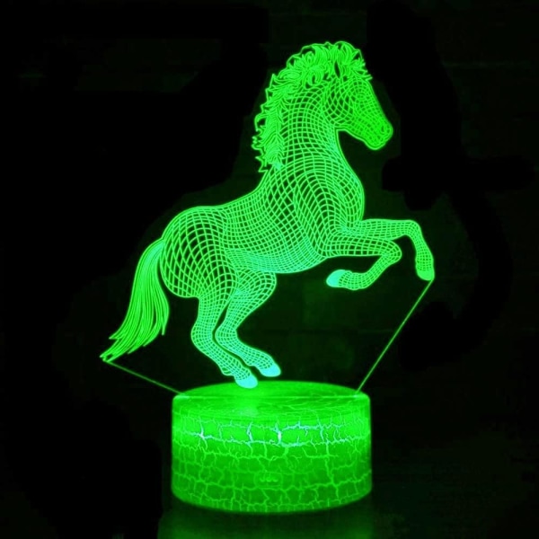 3D Häst Nattljus Bord Skrivbord Optisk Illusion leld Lampor 7 färgskiftande lampor LED Bordslampa Xmas Hem Kärlek Födelsedag Barn Dekor Leksak Present
