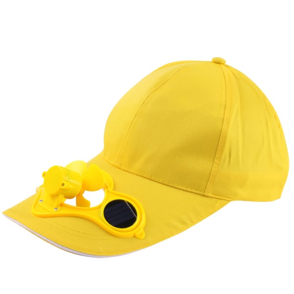 Solar fan cap baseball golf cap to cool your face on hot summer days（yellow）