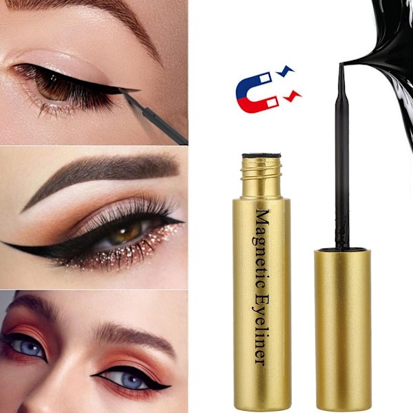 Magnetisk flytande eyeliner, långvarig, ingen yrsel, flytande eyelinerpenna (guld flytande eyeliner)