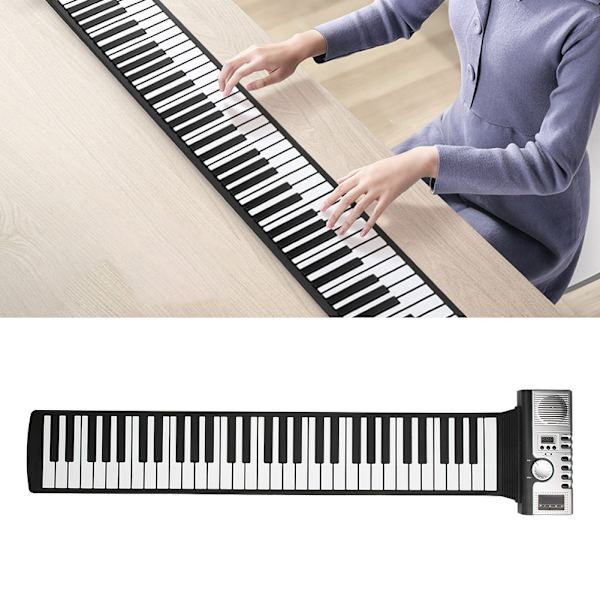 Pehmeä silikoninen piano-rullattava kannettava 61-näppäiminen mustavalkoinen kaiuttimella