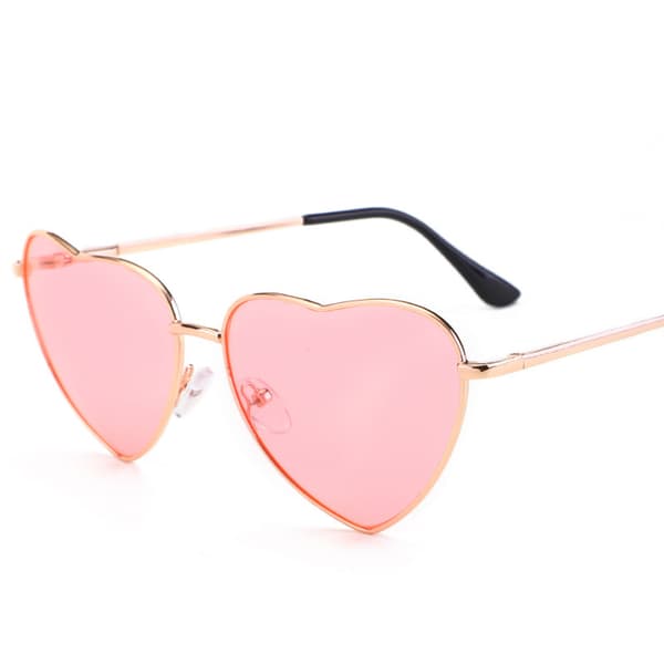 Hjerteformede solbriller til kvinder - Fashion Style Metal Frame UV400 beskyttelse - Guld/sort og grå