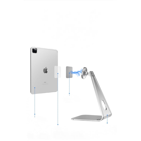 Magnetisk Tablettstativ Justerbar, Universal Stativ For Skrivebord, Multi-Vinkel Aluminium Tablett Holder For Telefoner, Ipad, Samsung Osv