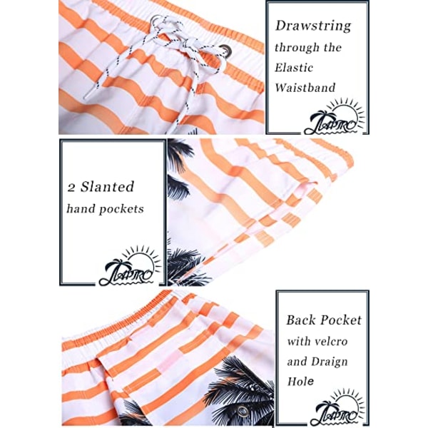 Badbyxor för män snabbtorkande baddräkt Beach Kort baddräkt med mesh och fickor (orange)