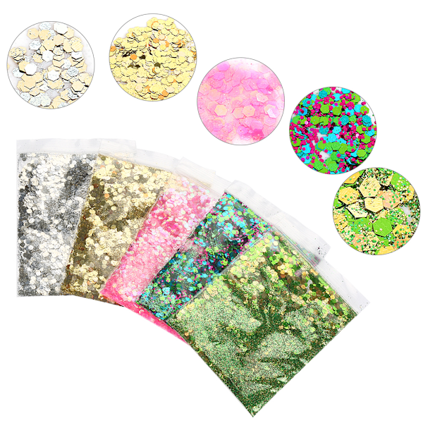 5PCS/Set Ansigtsneglehår Glitterpulver Sekvens Pailetter Dekoration Makeup Værktøj 2#