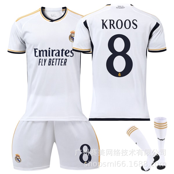 23-24 New Real Madrid Home Children's Adult Football Kit with Socks-8 KROOS-30#XS