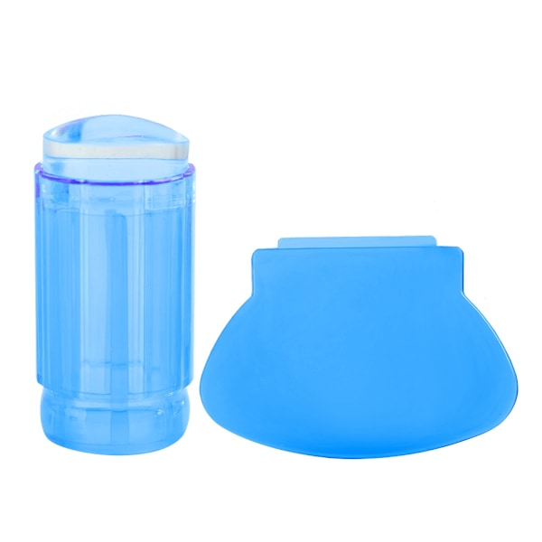 Transparent Silicone Nail Polish Seal Head Stamper Scraper Nail Art Tool (Transparent Blue)