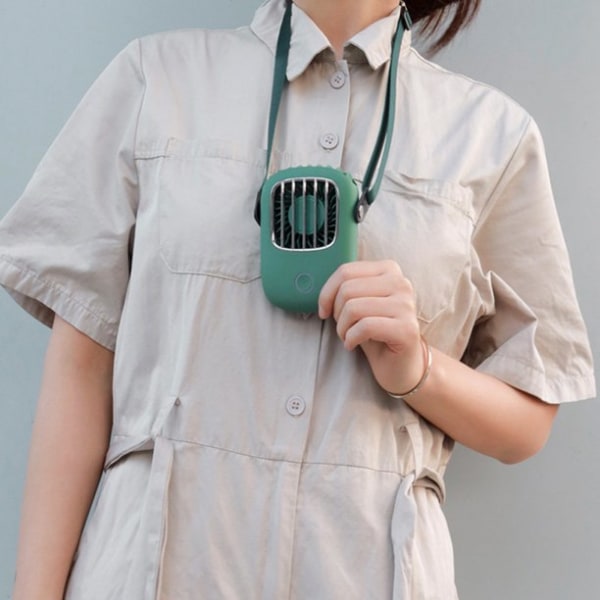 USB Mini handhållen kylning Hängande hals Liten fläkt Lazy Sports Portable Fan (grön)