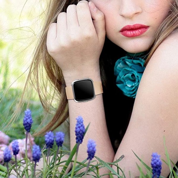 Det smarta watch är kompatibelt med Fitbit versa Smartwatch, versa 2 och versa Lite se klockor för kvinnor och män（Khaki-L）