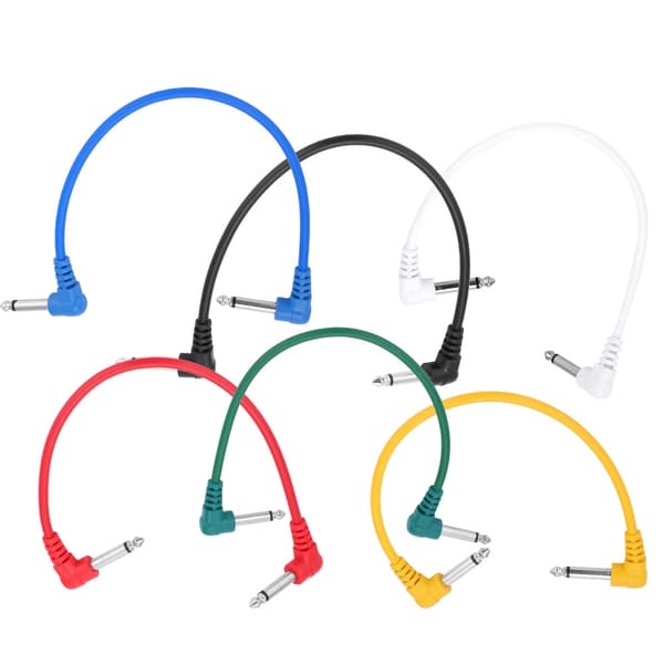 6 stk. Effektpedal Audio Stik Patch Kabel Ledning Vinkel til Basguitar