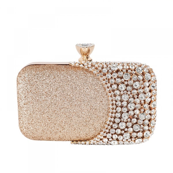 Dame Rhinestone Aften Tasker Funklende Krystal Pung Clutch Brud Bryllup Fest Prom Håndtaske