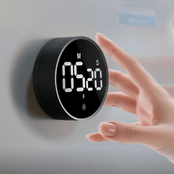 Magnetisk LED Digital Smart Timer - Rotations Nedtællingstimer (Sort)