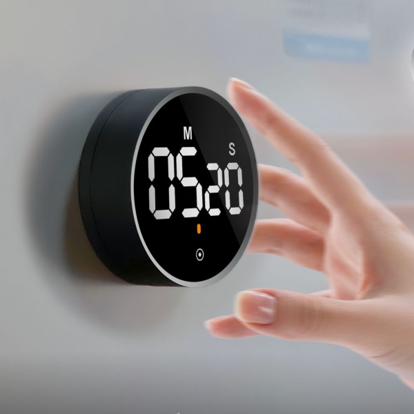 Magnetisk LED Digital Smart Timer - Rotationsnedräkningstimer (Svart)