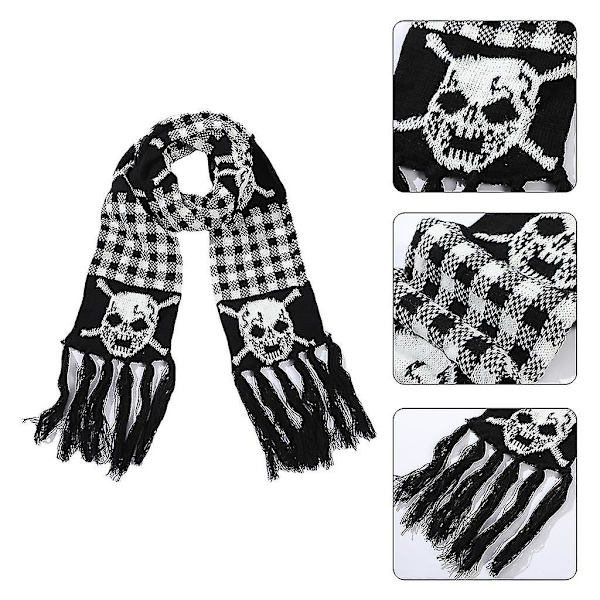 Stickad Scarf Vinter Skull Crossbones Vinter Scarf För Män Kallt väder