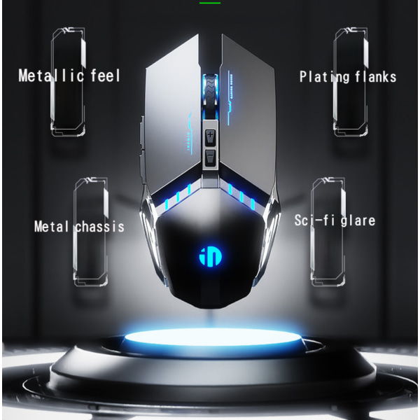 pw2 mekanisk gaming mus kablet dataspillmus lysende makro programmering USB mus hjemmekontor svart