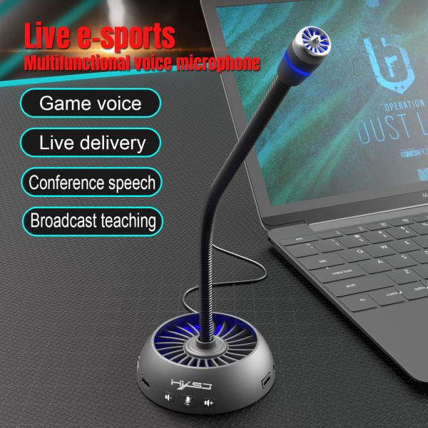 Multifunktionell röstmikrofon, USB mikrofon RGB lysande böjbar, körfri  röstchatt videokonferens datormikrofon 877f | Fyndiq