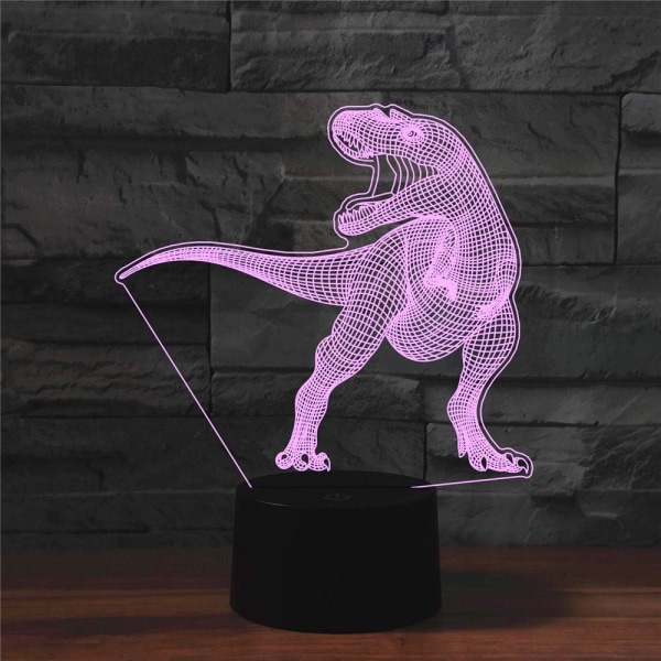 WJ 3D dinosaurie fjärrkontroll 16 färger nattljus illusion akryl LED bordslampa sänglampa barn sovrum skrivbordsdekor födelsedagspresenter leksak för barn