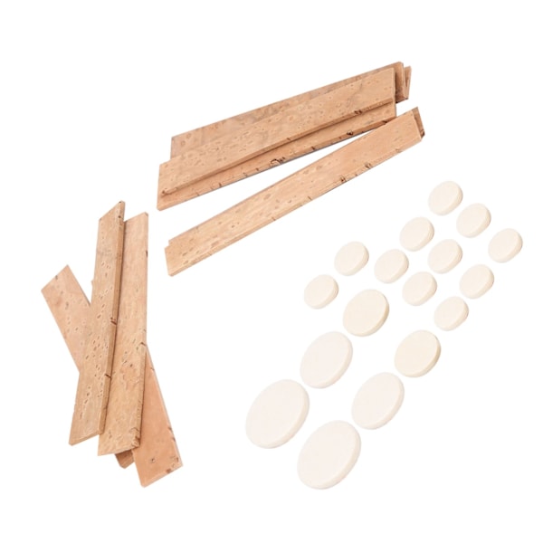 Clarinet Accessories Kit Bb Key 17Pcs Sound Hole Pads 10Pcs Natural Cork Sheets