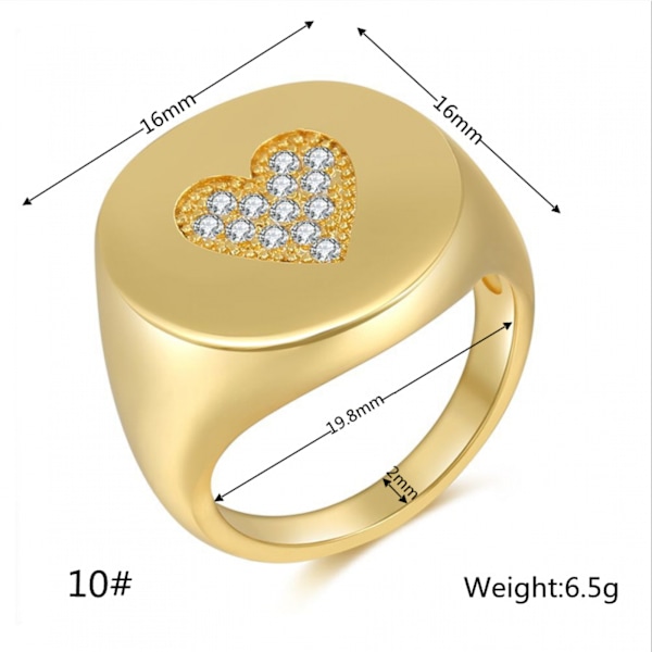 Kraftiga guldringar - Signetringar för kvinnor, kupolring, statement-ring, 18k guldpläterad ring i rostfritt stål, guld-vit storlek: 10