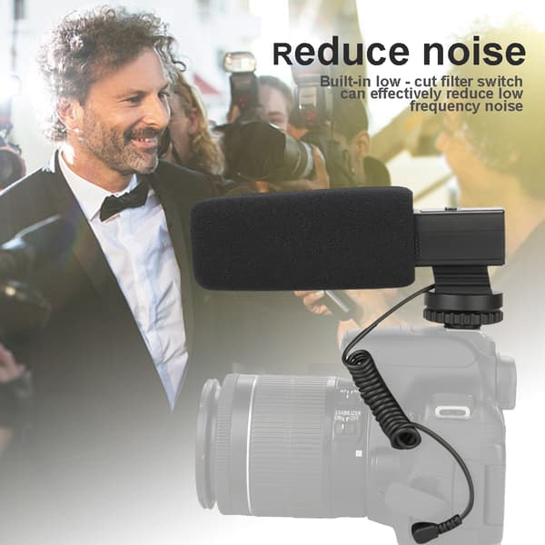 K&F Concept S5 stereovideomikrofon med blitsskoadapter for DSLR-kamera videokamera