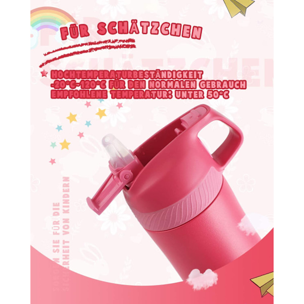 Lasten Vedenpullo Oljella 400ml, BPA-vapaa Ruostumattomasta Teräksestä Valmistettu Juomapullo Termos, Kouluun, Lahjaksi, Matkalle Kaksoispullo (Punainen)