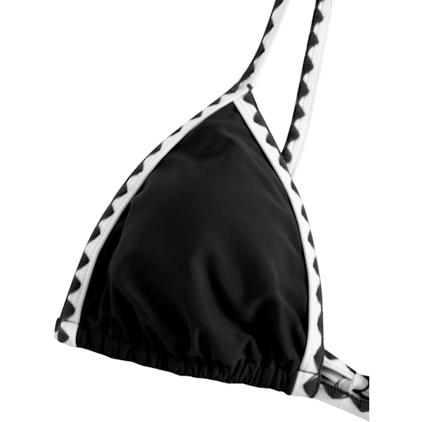 Kvinnors Triangel Bikini Blommig String Bikini Set Tvådelad Baddräkt Baddräkter 3-black1 S