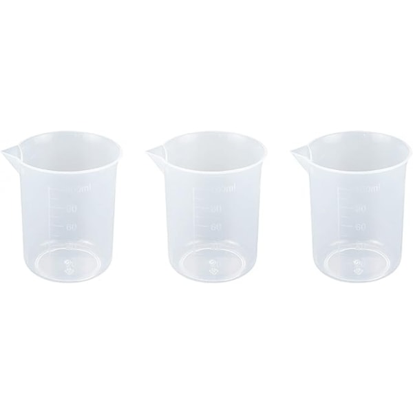Kök Pp Mätkopp Vetenskaplig Plast Graderad Bägare Transparent 100ml, Kök Matlagning Dosering Kopp (3-pack)