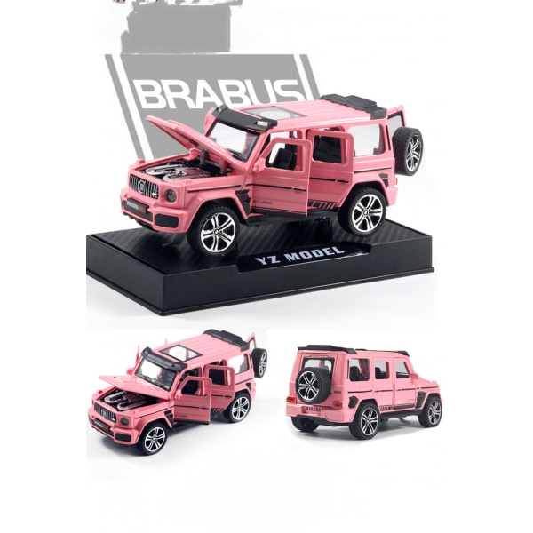 Pink Brabus [seks døre + lyd og lys + display base] 1:32 legering bilmodel simulering lyd og lys dør off-road bilmodel børns legetøjsbil