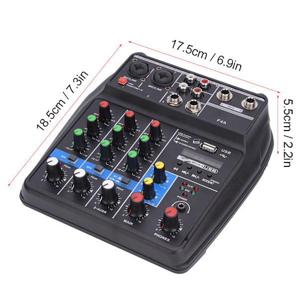 Musikinstrument Mixer 4-kanals med MP3 til Bluetooth til Perform