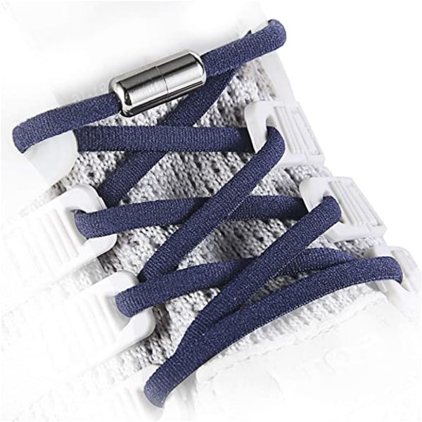 Elastiska skosnören för vuxna, barn och äldre, med två par elastiska skosnören (marinblå)