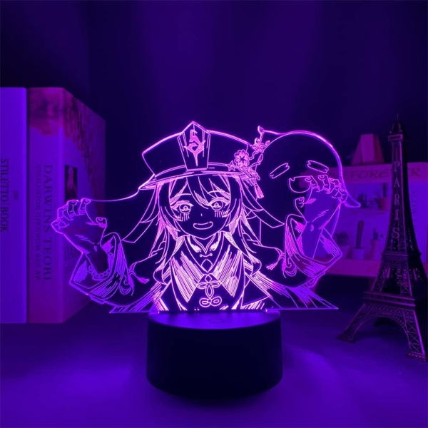 Anime 3D-lampa Genshin Impact Game Figure HuTao Led Illusion Nattljus Födelsedagsfest Rum bordslampa Färgglad dekoration med fjärrkontroll