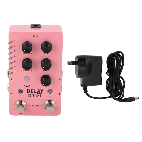 Stereo Delay Effekt Elektrisk Guitar Single Effector Support Opbevaring med 14 Effekter 100‑240VAU Stik