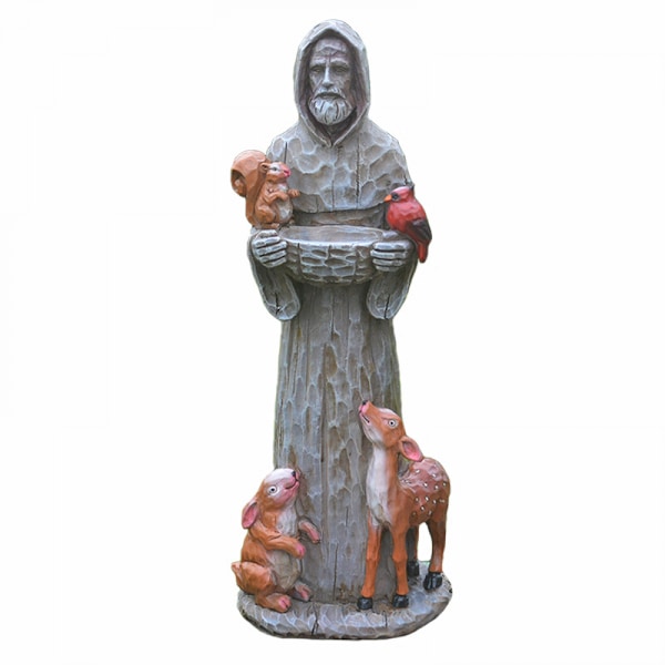St. Francis og venner have statue med fuglefoder Kreativ harpiks håndværk statue til have gård dekoration