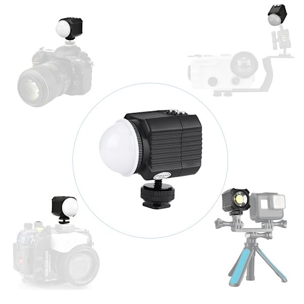 Mini 60m Vattentät LED-kamera Videofyllningsljus för DSLR Action Camera Telefon