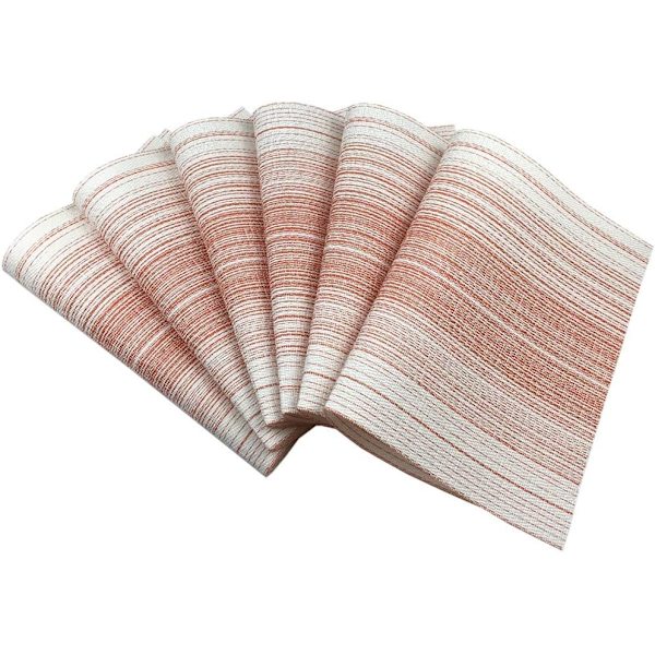 Pöytäliina, Sekoitettu Väri Kestävä Kudottu Vinyyli Pöytäliina Pestävä Lämpöä Kestävä Liukumaton Keittiön Ruokapöydän Alusmatot (6 kpl, Punainen Red With White set of 6